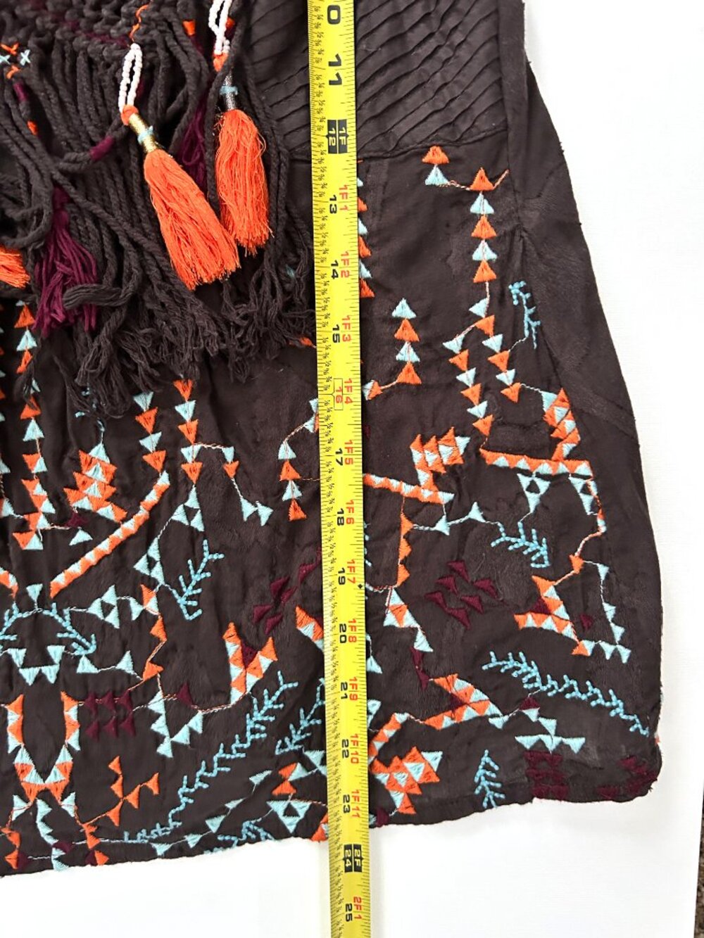 Anthropologie Akemi + Kin Embroidered Boho Tank Top Tassel Size S - Picture 7 of 9
